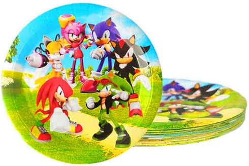 Sonic The Hedgehog Party Supplies, 20 Plates and 20 Napkins and 1 table cloth/birthday greeting card. Children's Birthday Party Decorations and Baby Shower