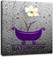 Purple Bath Tray Flowers Home Bathroom Decoration Artwork Modern Decorative Canvas Wall Art for Wall Decor and Framed Ready to Hang 20"x20"