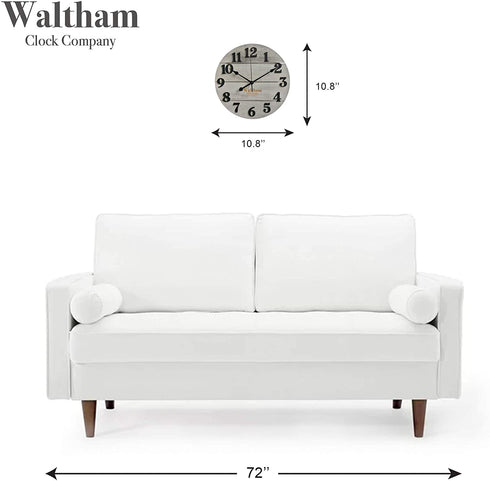 Waltham Real Wood Wall Clock, 12 inch, Battery Operated, Grey Finish - Made from Real Wood not Particle Board or MDF- 100% Real Wood!