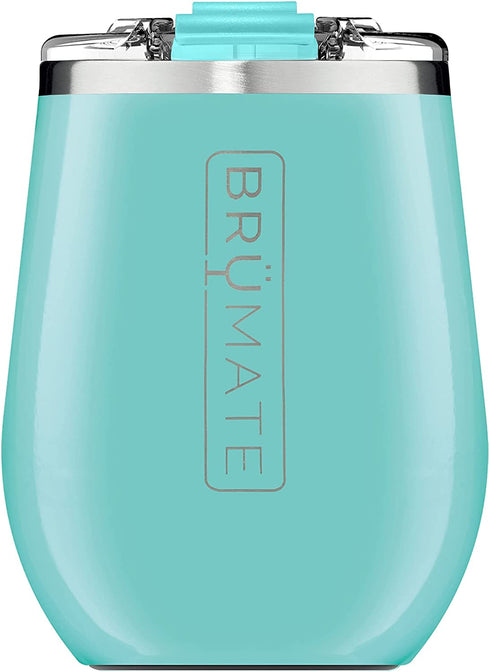 BrüMate Uncork'd XL MÜV - 100% Leak-Proof 14oz Insulated Wine Tumbler with Lid - Vacuum Insulated Stainless Steel Wine Glass - Perfect For Travel & Outdoors (Aqua)