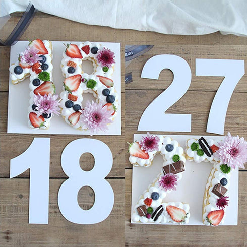 RAYNAG 0-8 Number Cake Stencils Flat Plastic Templates Cutting Number Mold 12 Inch Numerical Stencils for DIY Numbers Cakes/Cookies