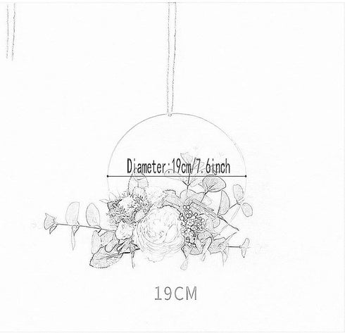 YYC 1Pcs European Chic Artificial Rose Hanging Geometric Hoop Wreath Bedroom Wall Decor Hemp Rope (Pink)