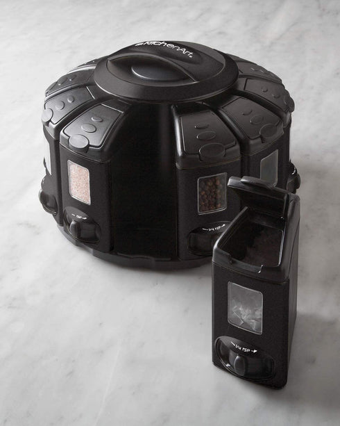 Kitchen Art Select-A-Spice Auto-Measure Pro Carousel 12 Compartments Black 9.5 x 9.5 x 6.5 inches