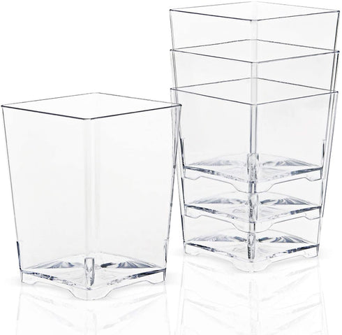 Tosnail 60 Pack 3.7 Ounce Clear Plastic Square Dessert Cups with 60 Plastic Tasting Spoons for Party, Weddings