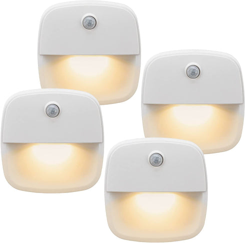 HOOJIN Motion Sensor Night Light,Stick Anywhere with No Tools, Battery Operated Lights, LED Night Lights, Perfect for Staircase Hallway Bathroom Bedroom Nursery Kitchen Cabinet,Warm White(4 Pack)