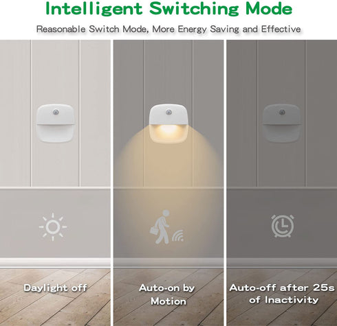 HOOJIN Motion Sensor Night Light,Stick Anywhere with No Tools, Battery Operated Lights, LED Night Lights, Perfect for Staircase Hallway Bathroom Bedroom Nursery Kitchen Cabinet,Warm White(4 Pack)