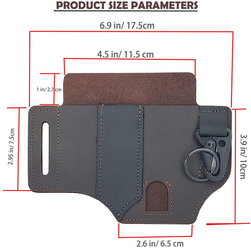 Multitool Sheath for Belt, Leather EDC Pocket Organizer for Men, Leatherman Sheath with Pen Holder, Key Fob, Flashlight Sheath, EDC Leather Pouch Brown€¦