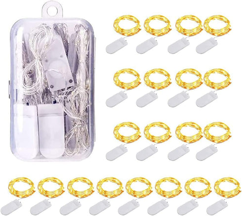 20 Pack 3.3FT 10 LED Fairy Lights Battery Operated LED String Lights Copper Wire Decorative Lights for Halloween Christmas Bedroom Patio Wedding Party (Warm White)