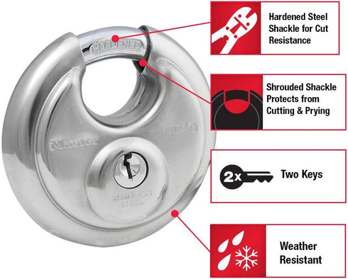 Master Lock 40D Stainless Steel Discus Padlock with Key