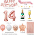 Fancypartyshop 14th Birthday Decorations - Rose Gold Happy Birthday Banner and Sash with Number 14 Balloons Latex Confetti balloons Ideal for Gir 14 Years Old Birthday Rose Gold