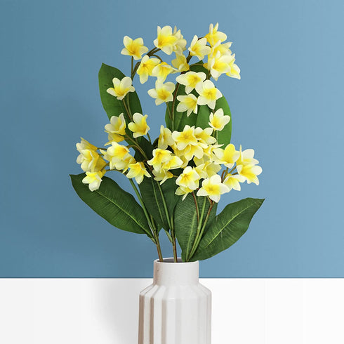LIUCOGXI 37 inch Artificial Plumeria Frangipani Flower Bouquet with Long Stem for Home Party Bridal Wedding Bouquet Floor Flower Decoration