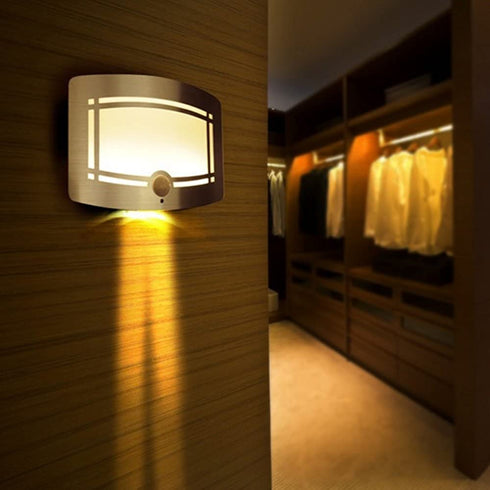 SUNNIOR Wall Lamp Motion Sensor Battery Operated Wall Sconce Dimmable Modern Wall Light for Indoor Hallway Stairway Home Theater
