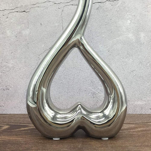 Anding Love Ceramic Art Vase 10 inch High Gold, Silver, Red, Black, White, Home Office, Decoration Choose The Ideal Wedding Special Occasion (LYY02 Silver)