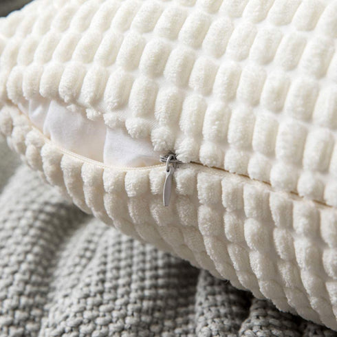 MIULEE Pack of 2 Decorative Throw Pillow Covers Soft Corduroy Solid Outdoor Pillow Cases Spring Cream White Pillowcases for Couch Cushion Sofa Bedroom 20 x 20 Inch