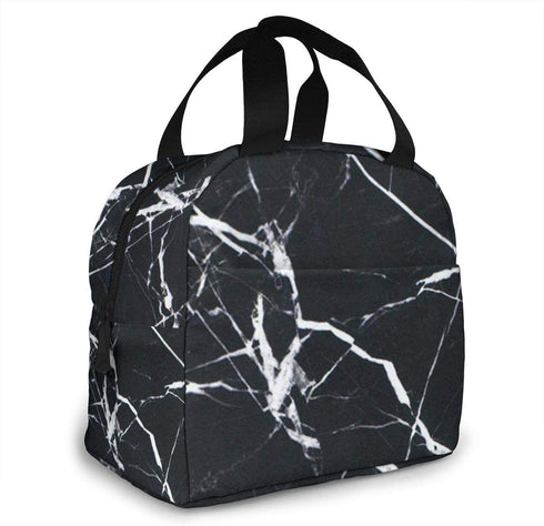 antspuent Marble Black Lunch Bag for Women Girls Kids Insulated Picnic Pouch Thermal Cooler Tote Bento Large Meal Prep Cute Bag Big Leakproof Soft Bags for Lunch Box, Camping, Travel, Fishing