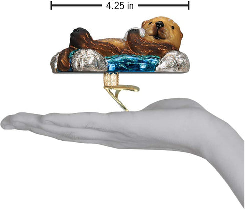 Old World Christmas Water Animals Glass Blown Ornaments for Christmas Tree,Sea Otter