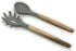 Prepara Acacia and Silicone Spaghetti and Solid Spoon Set Cooking Utensils, set of 2, Pewter Grey