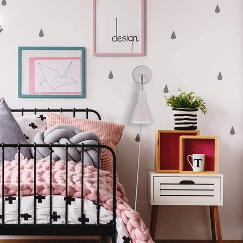Globe Electric 13064 Sophie 1-Light Plug-in or Hardwire Wall Sconce, Chrome Gooseneck, Matte Rose, 6ft Clear Cord