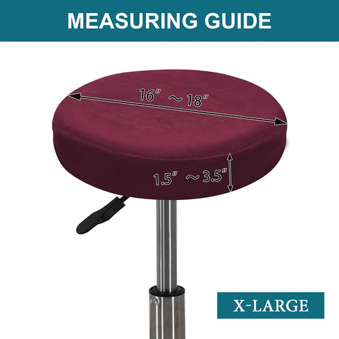 Turquoize Velvet Bar Stool Covers Round Stool Cushion Covers Stool Chair Covers Barstool Covers Slipcovers Set of 2, Feature Stretchy Thick Bouncy Fabric Washable, Dia 16"-18", X-Large, Burgundy
