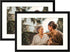 Golden State Art, Metal Wall/Table top Photo Frame Collection, Aluminum Black Photo Frame with Ivory Color Mat for Picture & Real Glass (5x7, 2-Pack)