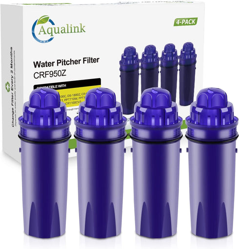 Aqualink Pitcher Water Filter Repacement for Pur CRF950Z, PPT700W, CR-1100C, DS-1800Z, CR-6000C, PPT711W, PPT711, PPT710W, PPT111W, PPT111R and More PUR Pitchers and Dispensers System (4PACK)