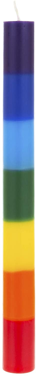 Mega Candles 5 pcs Unscented Multi Color Chakra Straight Taper Candle, Hand Poured Premium Wax Candles 10 Inch x 1 Inch, 100% Cotton Wick, Promotes Positive Energy, Meditation & Relaxation