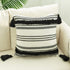ToGeeKa Boho Woven Tufted Decorative Throw Pillow Covers, Soft Warm Woven Square Cushion Case with Tassels for Couch Sofa Bedroom Office Car, 18 x 18 inch (45 x 45 cm), Black & White