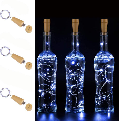 USB Powered 20LED Wine Bottle Cork Lights , AnSaw 3 Pack Rechargeable Bottle String Lights Bottle Starry Fairy Home Twinkle Decorative Lights for Party , Christmas, Halloween ,Wedding (Cool White)