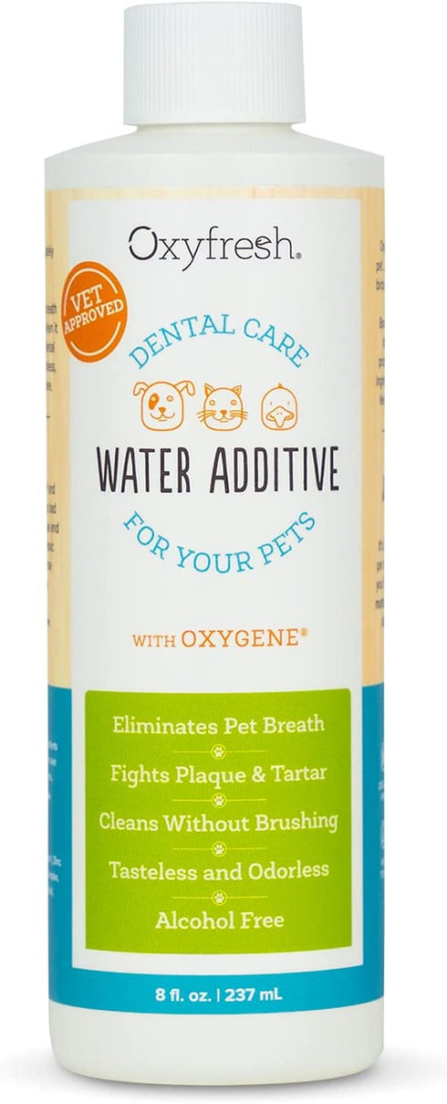 Oxyfresh Premium Pet Dental Care Solution Pet Water Additive: Best Way to Eliminate Bad Dog Breath and Cat Bad Breath - Fights Tartar & Plaque - So Easy, Just Add to Water! Vet Recommended 8 oz.