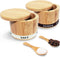 Thougrlyh Salt and Pepper Bowls Bamboo Pepper Salt Box with Swivel Lid and Spoon 2 Piece Set Salt and Pepper Cellar to Easily Open and Seal with 2 Spoon Storage Spice Pepper Salt Container