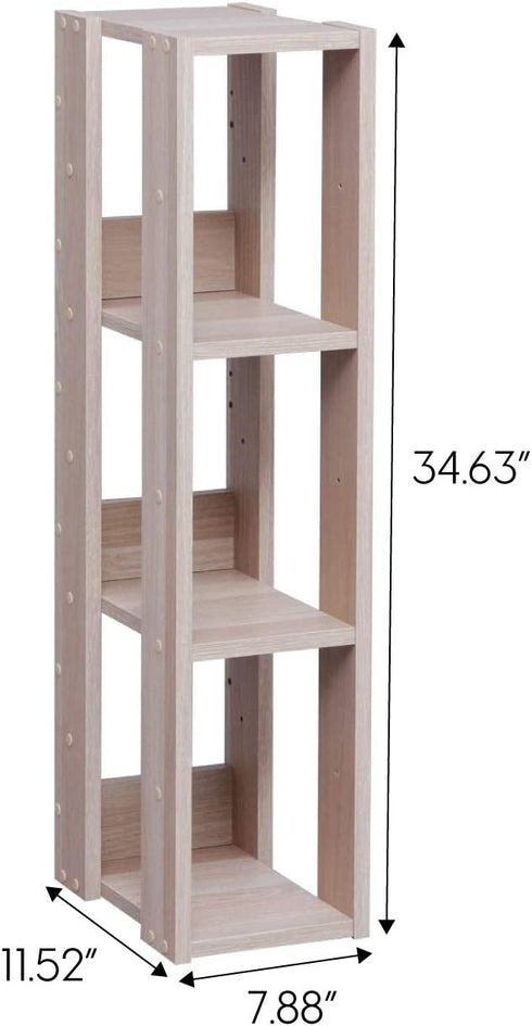 IRIS USA Rack 3-Shelf Open Wood Shelving Unit, Slim, Natural