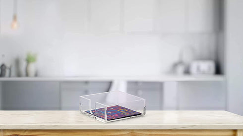 SimplyImagine Napkin Holder - Cocktail & Beverage Clear Acrylic Napkin Storage for Bar, Kitchen, Restaurant, Countertop - Decorative, Elegant & Modern Square Paper Tray for Indoor/Outdoor Dinner Use