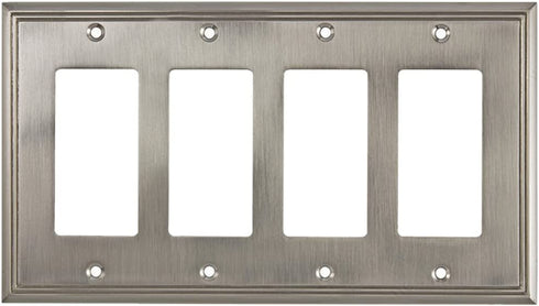 Rok Hardware Wall Plate Contemporary Decorative Rocker/GFCI Switch Plate (Brushed Nickel, 4 Gang)