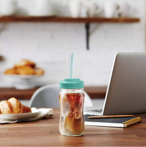Ball 1440016024 Sip Straw Contoured Jar, 16 Oz