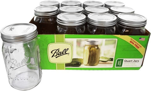 Ball Wide Mouth Quart Jar Set of 12, 32 Ounce (Pack of 1), Clear