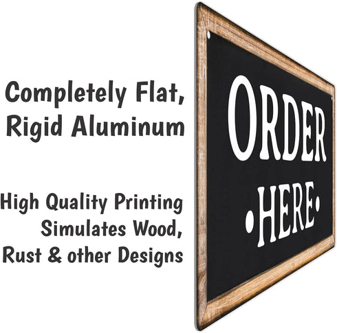 ATX CUSTOM SIGNS - Order Here and Pick Up Here Signs 2 Pack Black and White