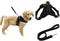 Heavy Duty Adjustable Pet Puppy Dog Safety Harness with Leash Lead Set Reflective No-Pull Breathable Padded Dog Leash Collar Chest Harness Vest with Handle for Small Medium Large Dogs Training Walking