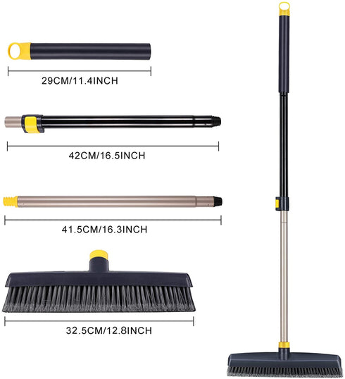 Yocada Push Broom Brush Stiff Bristles Broom Head Telescopic Heavy-Duty Outdoor Commercial for Cleaning Bathroom Kitchen Patio Garage Deck Concrete Wood Stone Tile Floor