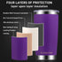 Umite Chef 20oz Tumbler Double Wall Stainless Steel Vacuum Insulated Travel Mug with Lid, Insulated Coffee Cup, 2 Straws, for Home, Outdoor, Office, School, Ice Drink, Hot Beverage ?20 oz, Purple)