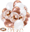 Rose Gold Confetti Latex Party Balloons, 60Pcs 12Inch White Rose Gold Balloons For Wedding Birthday Bachelorette Bridal Shower Engagement Baby Shower Princess Party Decorations with 33FT Ribbon