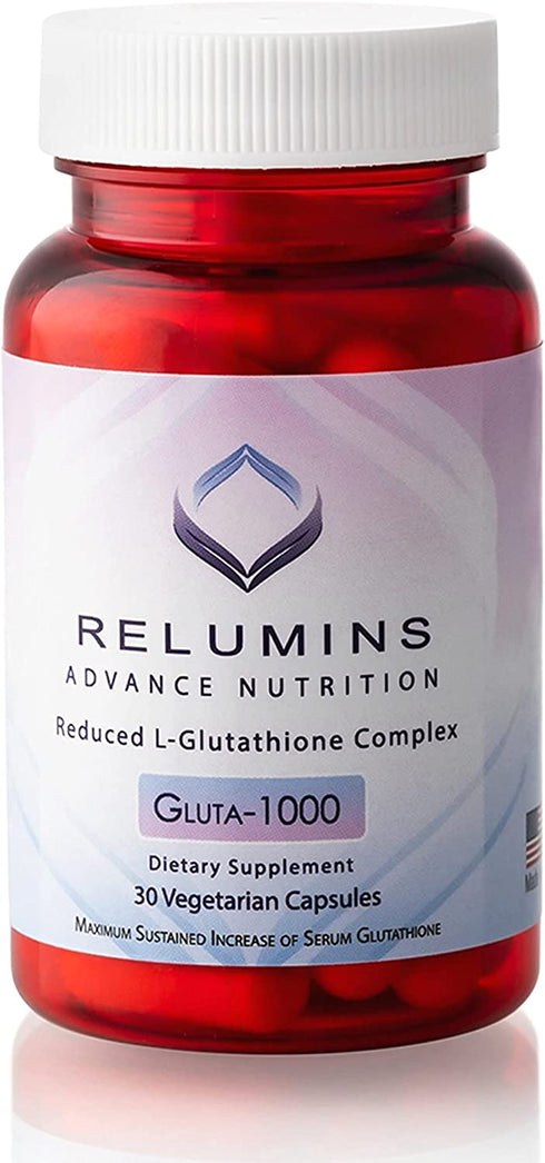Relumins Advance Nutrition - 1000mg Reduced L-Glutathione Complex 2X More Effective Than Jarrow at Raising Serum Glutathione, Antioxidant - Alpha Lipoic Acid, Rosehips - 30 Veggie Caps