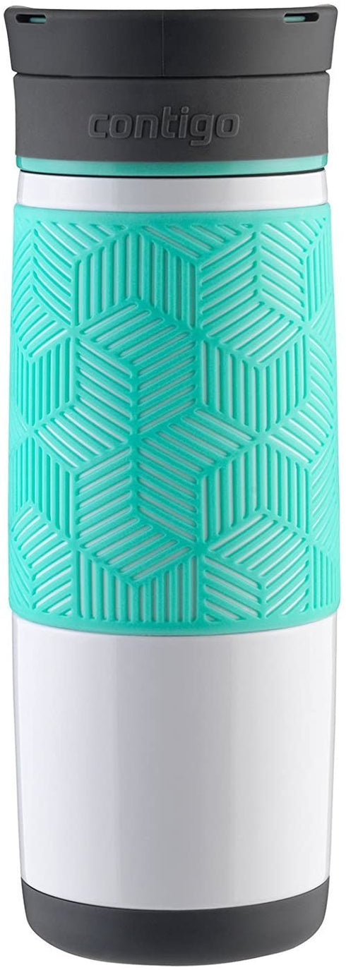 Contigo AUTOSEAL Transit Stainless Steel Travel Mug, 16 oz, Polar White with Grayed Jade Lid Accent