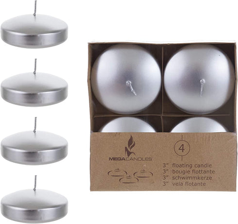 Mega Candles 12 pcs Unscented Silver Floating Disc Candles 3 Inch Diameter, Home D©cor, Wedding Receptions, Baby Showers, Birthdays, Celebrations & Party Favors