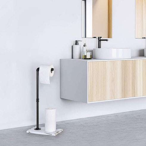 MOOACE Industrial Toilet Paper Holder Stand, Paper Pipe Tissue Roll Tower Holder for Bathroom, Washroom White Gray