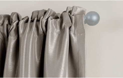 MAYTEX Easy Install Café Window Curtain Rod No Measuring Needed, 18"-48", with Decorative Round Finials, 18 inch - 48 inch, Brushed Nickel