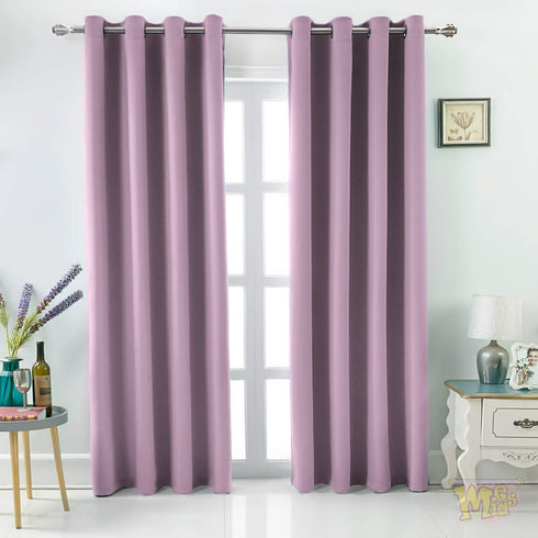 MEMIAS Premium 2 Panels Blackout Microfiber Noise Reducing Thermal Insulated Grommet Window Room Darkening Curtains for Living, Bedroom, Kids Room, Each Panel, 52" W x 95" L, Purple
