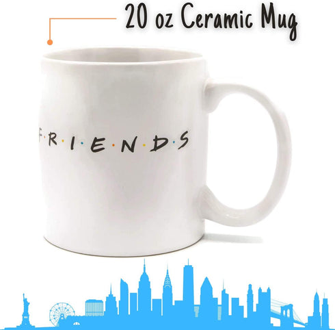 Silver Buffalo Friends Doodle Logo Ceramic Mug, 20 Ounce White
