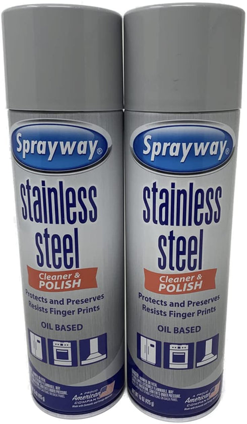 Sprayway SW841 Aerosol Stainless Steel Polish & Cleaner, 15 oz (15 oz can, Pack of 2)