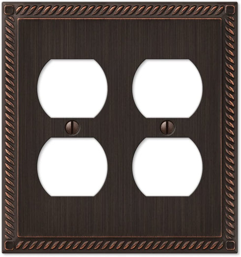 Amerelle Georgian Double Duplex Cast Metal Wallplate in Aged Bronze