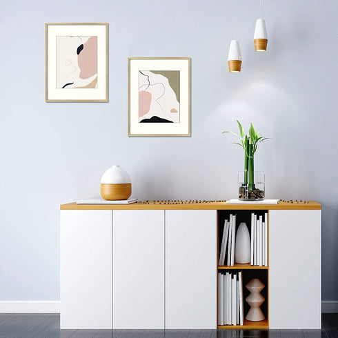 AUEAR, 11x14 Picture Frame - Display Photos 8x10 with Mat or 11x14 Without Mat - Aluminum Metal Pictures Frame for Wall Mounting - Real Glass (Gold)